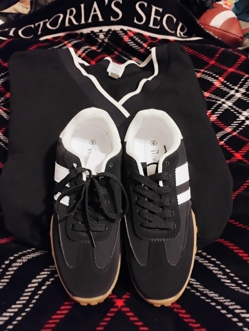Women's Brand New Black And White Victoria Secret Sweatshirt & Matching Sneakers